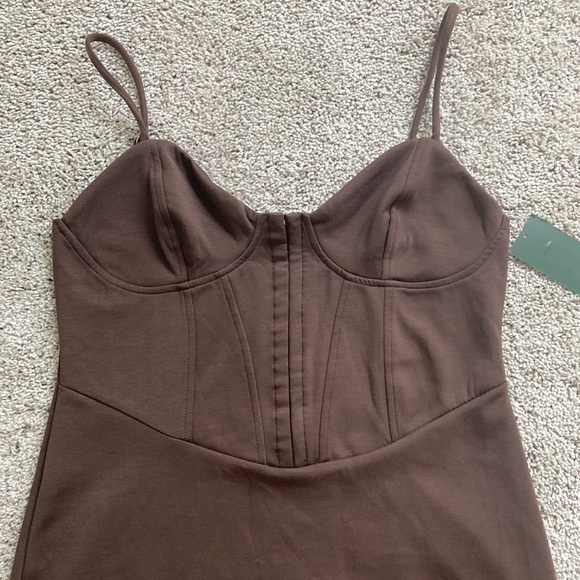 Wild Fable • Dark Brown Corset Knit Bodycon Mini Dress - Picture 2 of 12